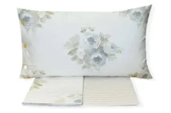 COMPLETO LENZUOLA SINGOLO BELLORA WHITE LINEN MODELLO FIORE V38 GRIGIO