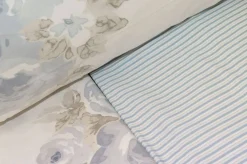 COMPLETO LENZUOLA SINGOLO BELLORA WHITE LINEN MODELLO FIORE V42 AZZURRO