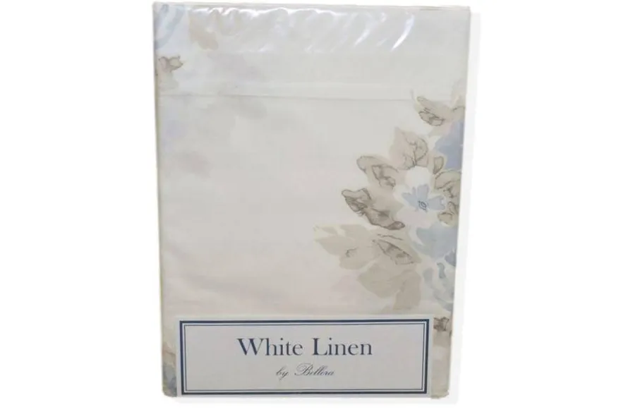 COMPLETO LENZUOLA SINGOLO BELLORA WHITE LINEN MODELLO FIORE V42 AZZURRO