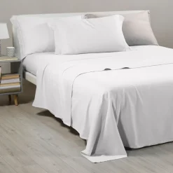 COMPLETO LENZUOLA SINGOLO FLANELLA CALEFFI TINTA UNITA VAR. BIANCO