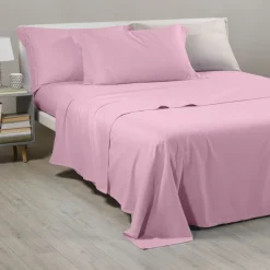 COMPLETO LENZUOLA SINGOLO FLANELLA CALEFFI TINTA UNITA VAR. ROSA