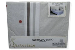 COMPLETO LENZUOLA UNA PIAZZA E MEZZO SARTORIALE MODELLO SMART VAR. GRIGIO