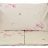 COMPLETO LENZUOLO UNA PIAZZA E MEZZO FLANELLA CALEFFI MODELLO FLORAL VAR. PANNA