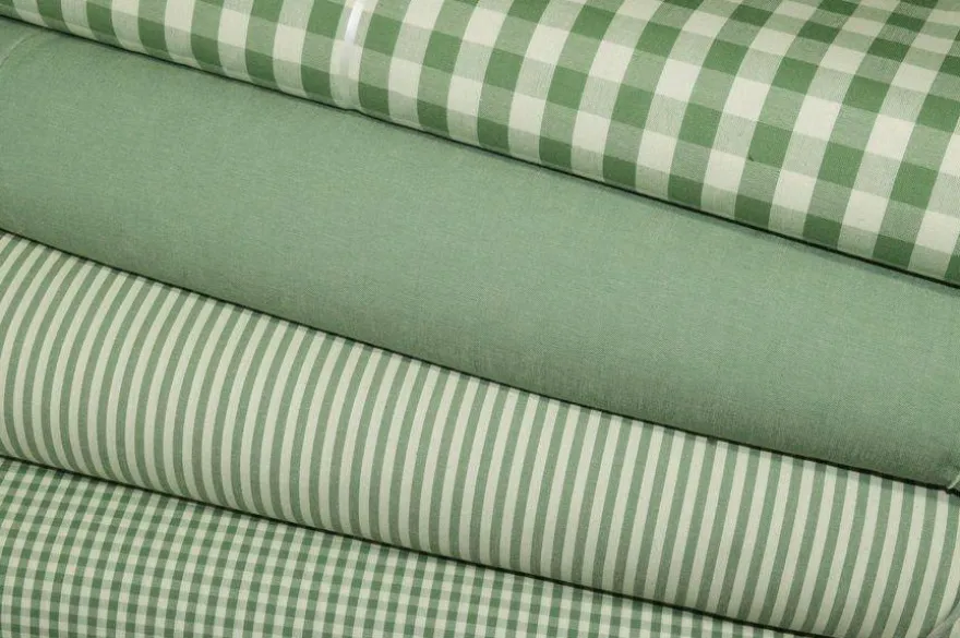 COORDINATI PURO COTONE RIGA QUADRETTO E UNITO VERDE