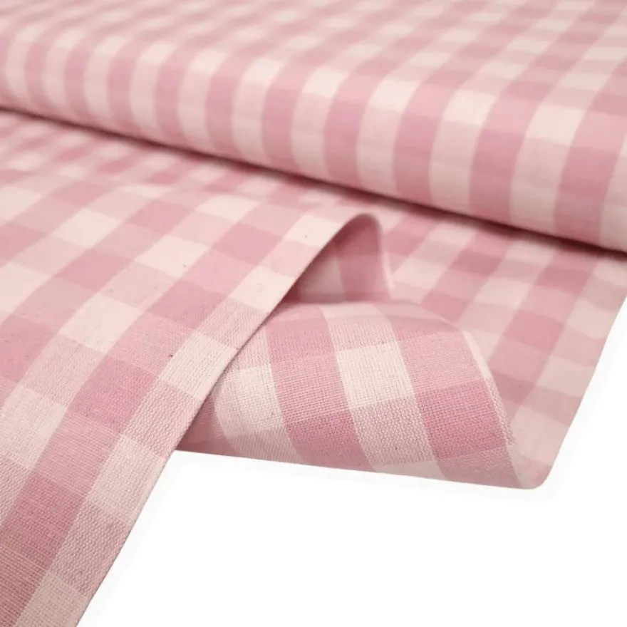 COORDINATI PURO COTONE RIGA QUADRETTO E UNITO ROSA