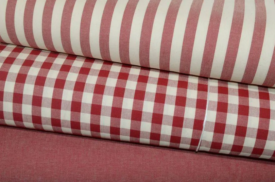 COORDINATI PURO COTONE RIGA QUADRETTO E UNITO ROSSO