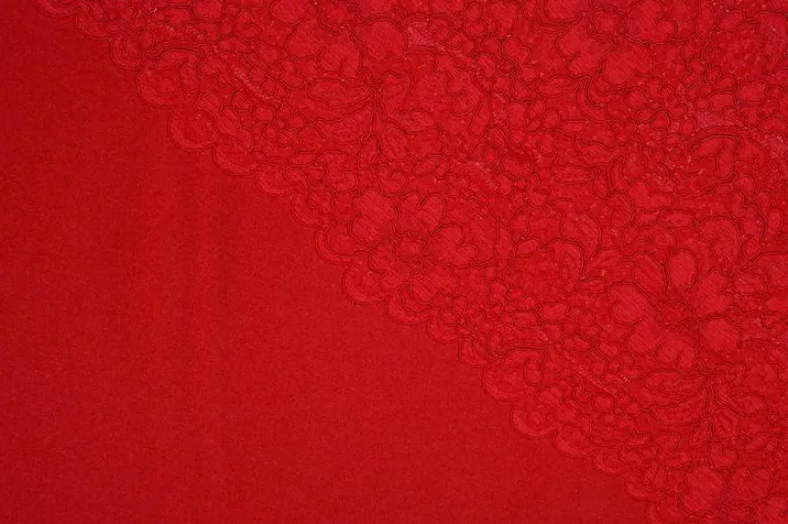 COORDINATO CADY ACETATO VISCOSA E PIZZO REBRODE' ROSSO