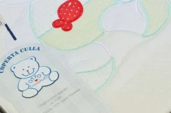 COPERTA CULLA IN JERSEY DOPPIATO PURO COTONE DISEGNO ORSETTO VERDINO