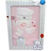 COPERTA CULLA IN JERSEY DOPPIATO PURO COTONE DISEGNO ORSETTO ROSA