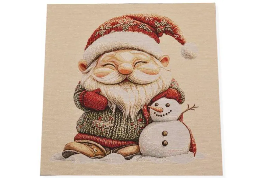 GOBELIN FANTASIA NATALE GNOMO PUPAZZO NEVE 15266 MISURA CM 47X47