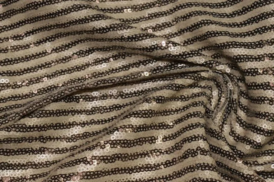 PAILLETTES CUCITE STRETCH RIGA BEIGE/MARRONE SCURO