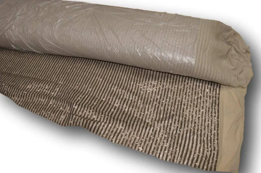 PAILLETTES CUCITE STRETCH RIGA BEIGE/MARRONE SCURO