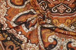 PANNELLI MISTO CASHMERE SETA FANTASIA PIAZZATA FOULARD BEIGE ARANCIO E NERO
