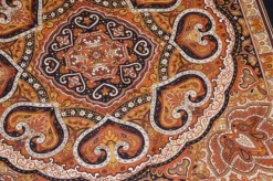 PANNELLI MISTO CASHMERE SETA FANTASIA PIAZZATA FOULARD BEIGE ARANCIO E NERO