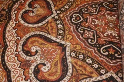 PANNELLI MISTO CASHMERE SETA FANTASIA PIAZZATA FOULARD BEIGE ARANCIO E NERO