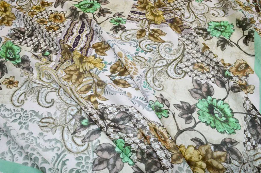 PANNELLO BATISTA MISTO SETA FANTASIA FOULARD VERDE
