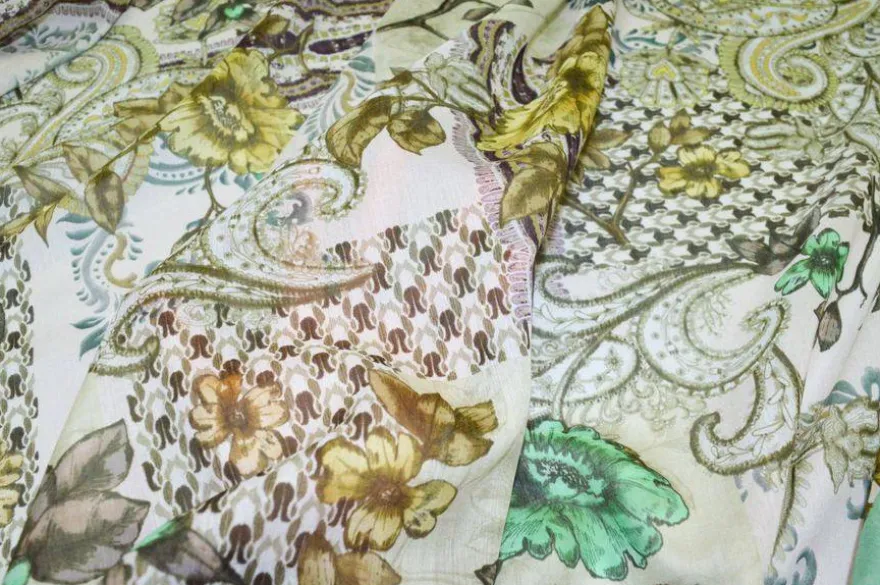 PANNELLO BATISTA MISTO SETA FANTASIA FOULARD VERDE