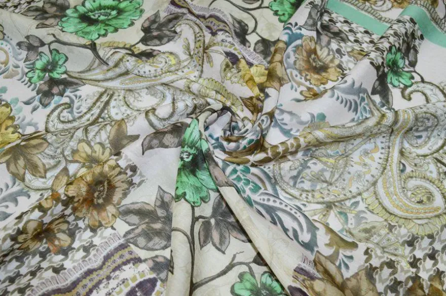 PANNELLO BATISTA MISTO SETA FANTASIA FOULARD VERDE