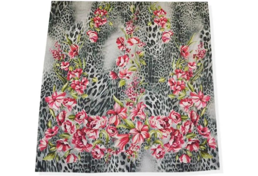 PANNELLO MISTO SETA FANTASIA ANIMALIER GRIGIA