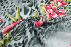 PANNELLO MISTO SETA FANTASIA ANIMALIER GRIGIA