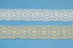 PIZZO COTONE FINALE ONDA BIANCO E PANNA ALTEZZA 4.5 CM