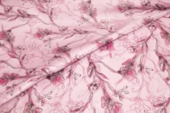 SCAMPOLO BROCCATO FIORE STILIZZATO FONDO ROSA