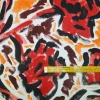 SCAMPOLO GABARDINE COTONE FANTASIA STILIZZATA ROSSA ARANCIO