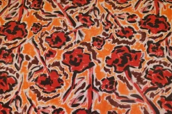 SCAMPOLO GABARDINE COTONE FANTASIA STILIZZATA ROSSA ARANCIO