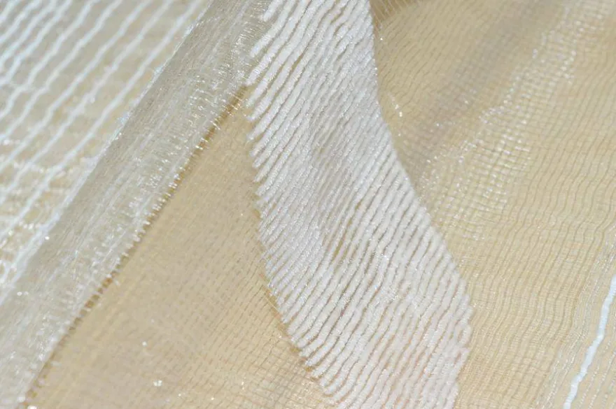 SCAMPOLO ORGANZA AVORIO CON INSERTO CINIGLIA