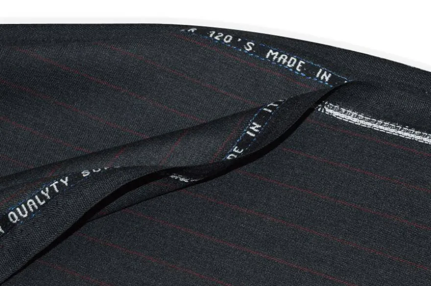 SCAMPOLO PURA LANA SUPER 120'S GESSATO GRIGIO RIGA ROSSA