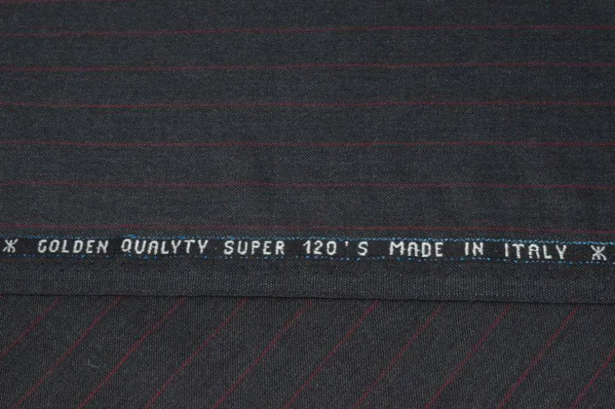 SCAMPOLO PURA LANA SUPER 120'S GESSATO GRIGIO RIGA ROSSA
