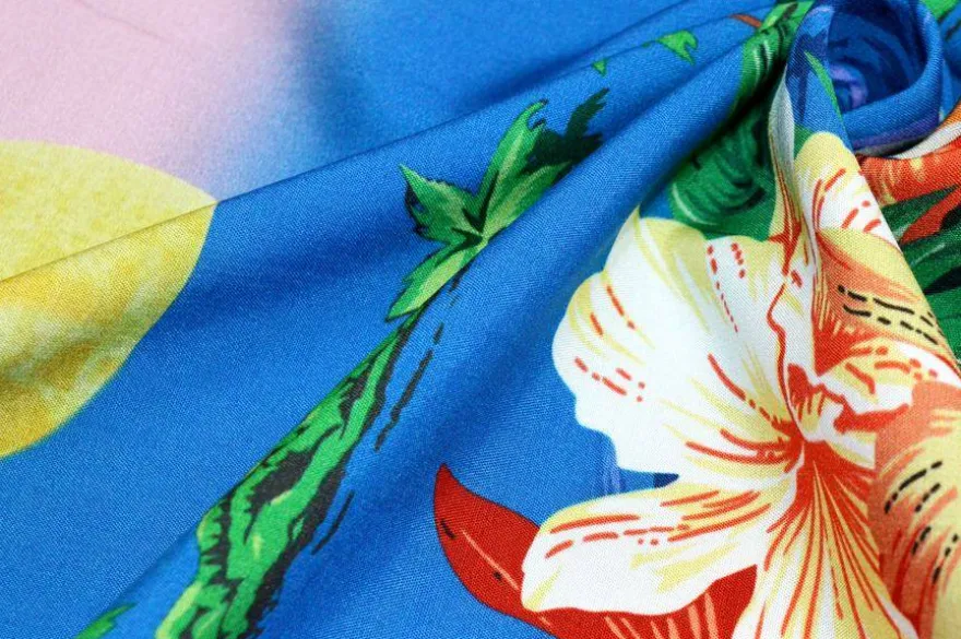 SCAMPOLO PURA VISCOSA FANTASIA HAWAII AZZURRA