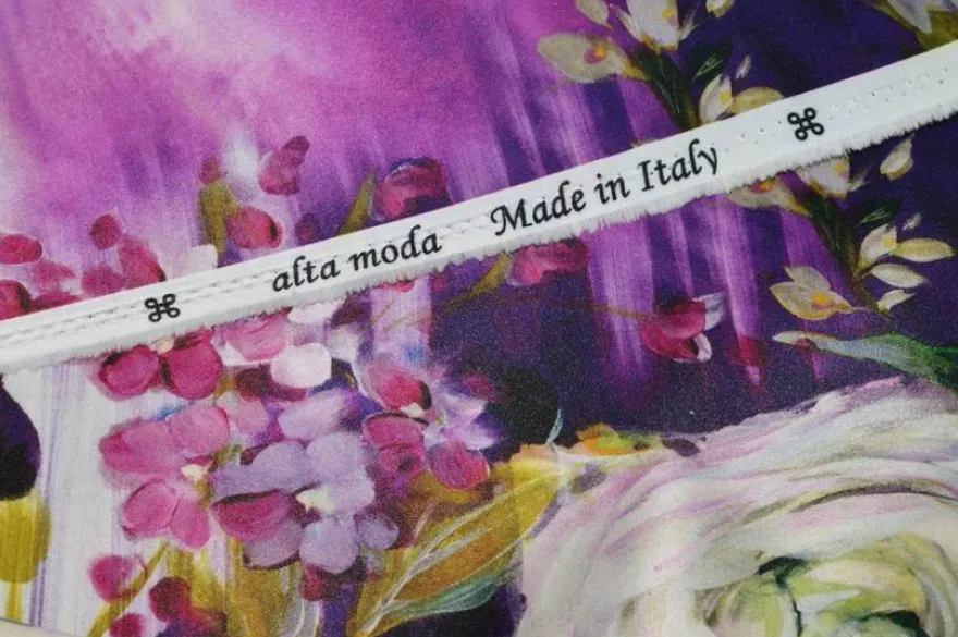 SCAMPOLO RASONE FANTASIA ALTA MODA BOUQUET VIOLA AZZURRO