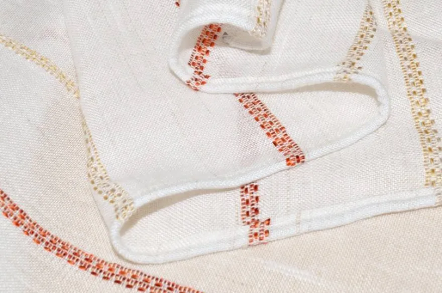 SCAMPOLO TENDA MISTO LINO RIGHE ARANCIO BEIGE