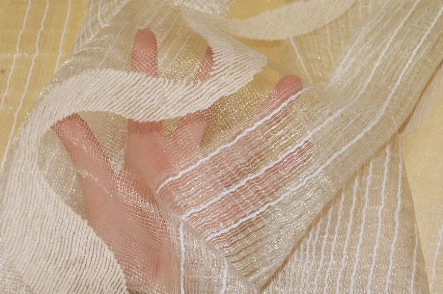 SCAMPOLO TENDA ORGANZA BEIGE CON INSERTO IN CINIGLIA