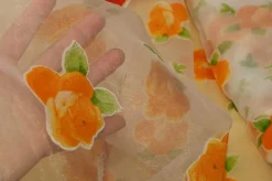 SCAMPOLO TENDA VETRO VELO STAMPATO FIORE ARANCIO