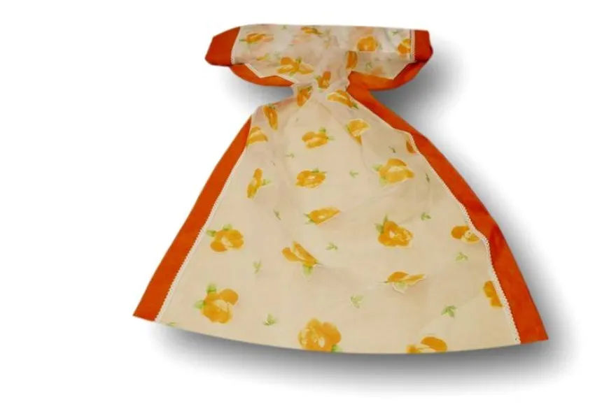 SCAMPOLO TENDA VETRO VELO STAMPATO FIORE ARANCIO