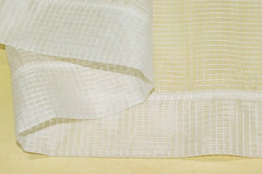 SCAMPOLO TENDINO ORGANZA QUADRETTO TONO SU TONO PANNA