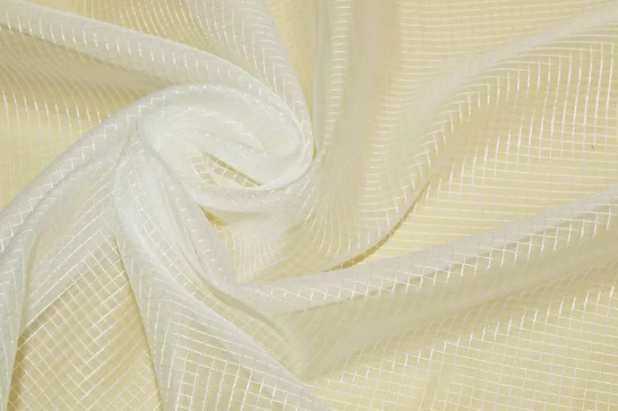 SCAMPOLO TENDINO ORGANZA QUADRETTO TONO SU TONO PANNA