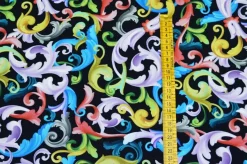 SCAMPOLO VISCOSA FANTASIA MULTICOLOR FONDO NERO