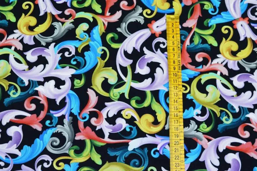 SCAMPOLO VISCOSA FANTASIA MULTICOLOR FONDO NERO