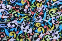 SCAMPOLO VISCOSA FANTASIA MULTICOLOR FONDO NERO
