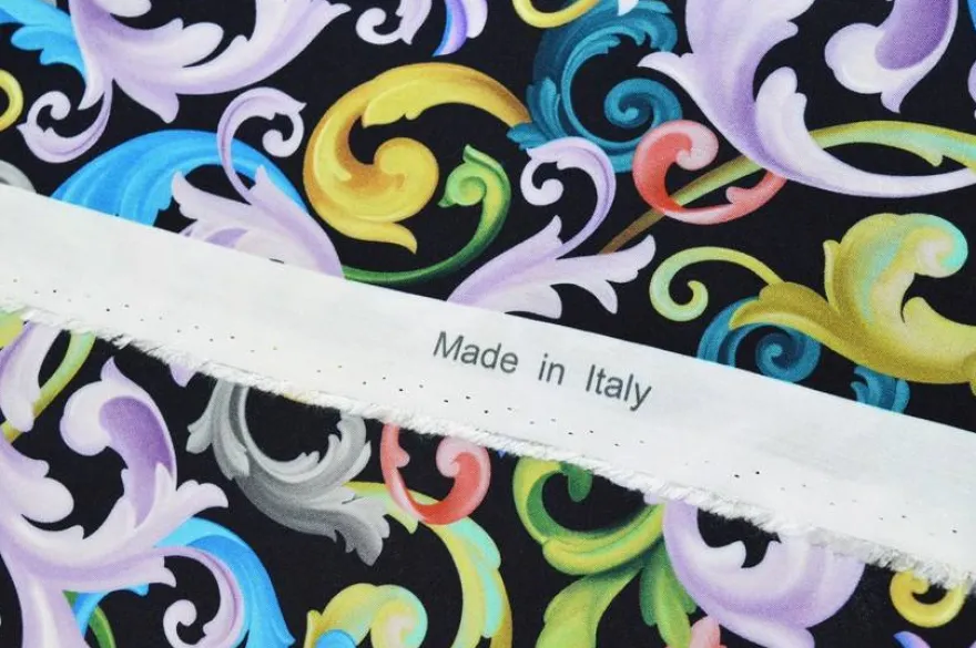 SCAMPOLO VISCOSA FANTASIA MULTICOLOR FONDO NERO