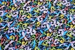 SCAMPOLO VISCOSA FANTASIA MULTICOLOR FONDO NERO