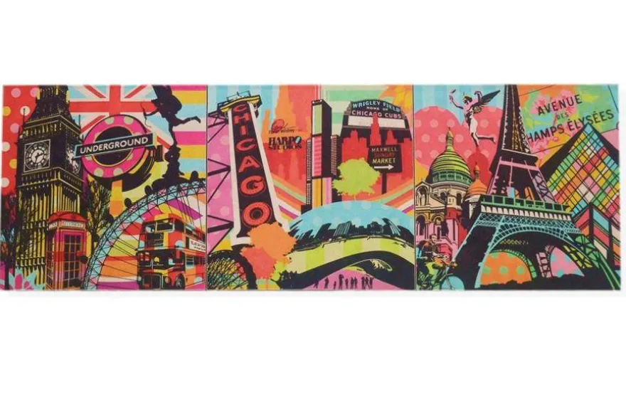 SET 3 PANNELLI DISEGNO CITY 1 CM 47x47
