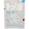 SET 3 PEZZI COPERTA LETTINO DISEGNO CANE E GATTO AZZURRO