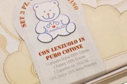 SET 3 PEZZI COPERTA LETTINO DISEGNO CANE E GATTO BEIGE