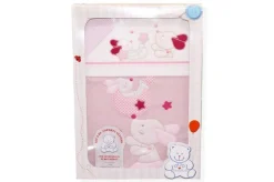 SET 3 PEZZI COPERTA LETTINO DISEGNO CAGNOLINO ROSA