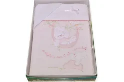 SET 3 PEZZI CULLA DISEGNO CONIGLIETTO AMACA ROSA