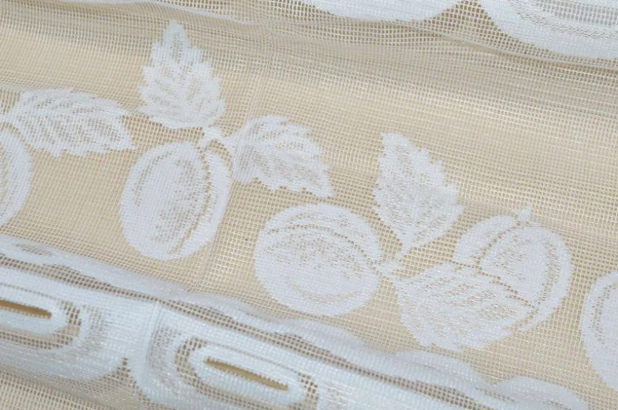 TENDINO BIANCO RICAMATO CON FANTASIA FRUTTA
